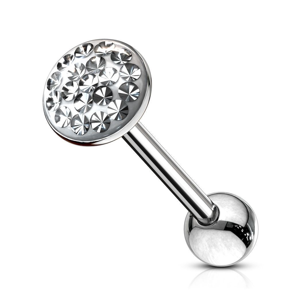 Levně Piercing do jazyka osázený zirkony (čirá)