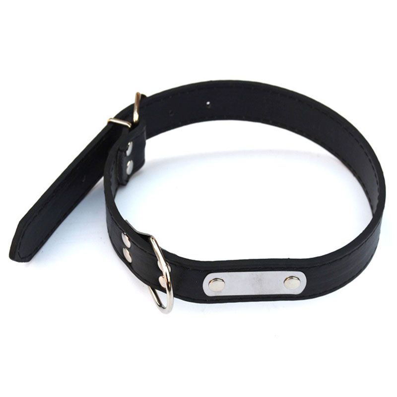 Koženkový obojek s destičkou černý vel. L