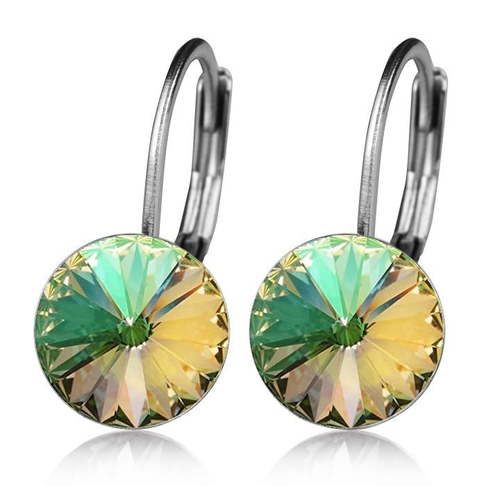 NUBIS Ocelové náušnice s krystaly Swarovski, LUMINOUS GREEN - NBS08-LG