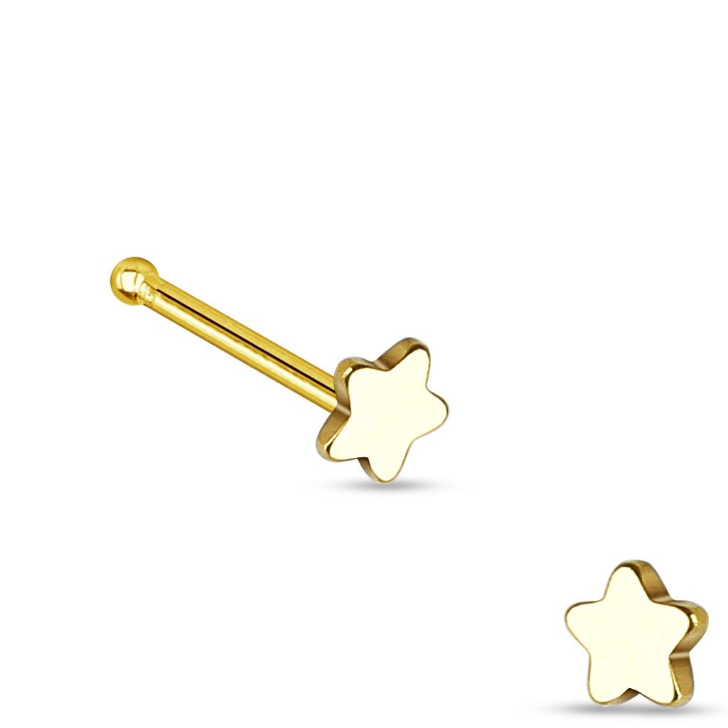 Levně Zlacený piercing do nosu - hvězda - N01159-GD