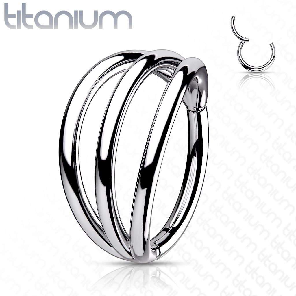 Segment trojitý kruh - helix / cartilage / tragus piercing TITAN (1,2 x 10 mm) - TIT1126ST-1210