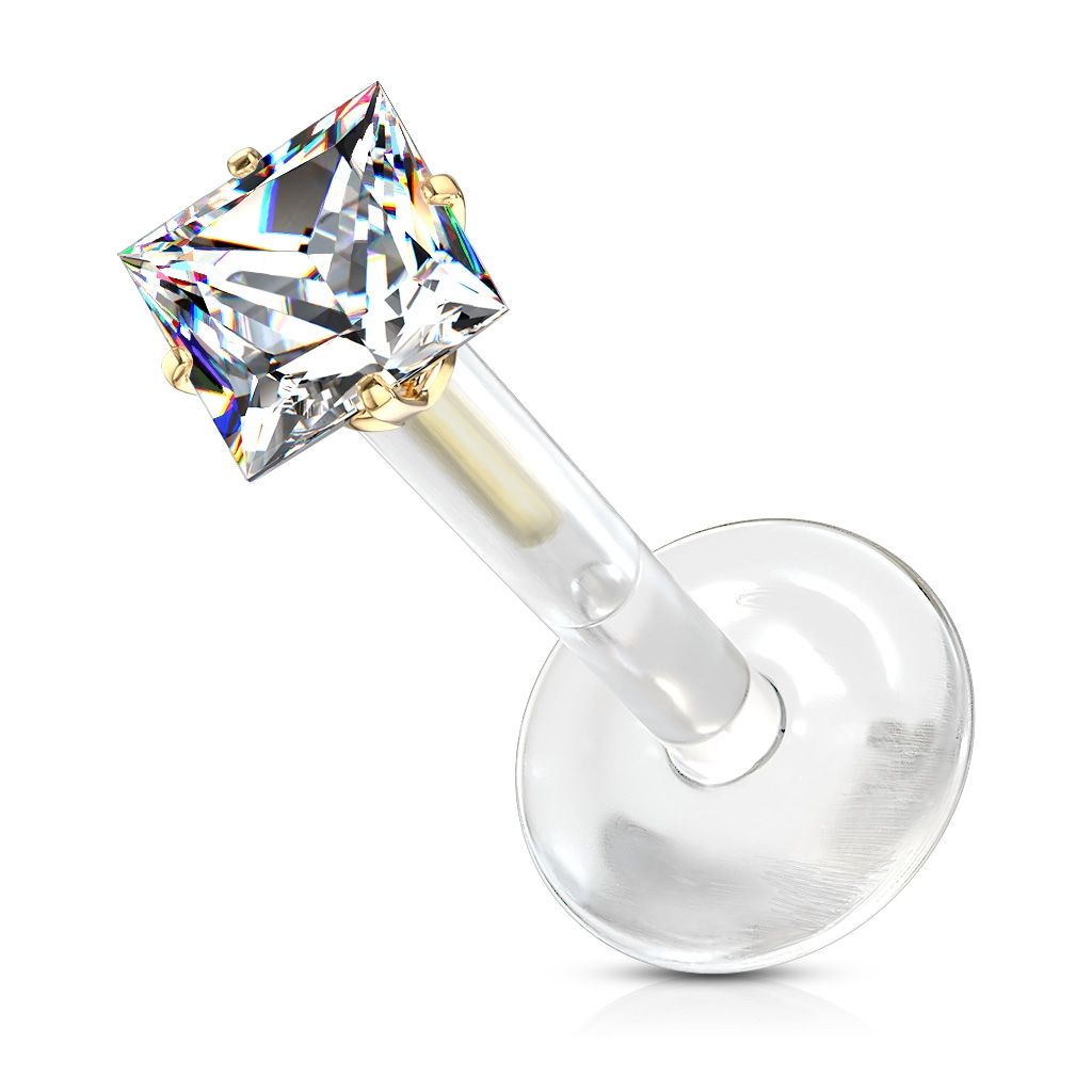 Levně S4U BioFlex piercing do brady, zirkon 3x3 mm (1,2 x 6 mm) - LB0029GDC-120603