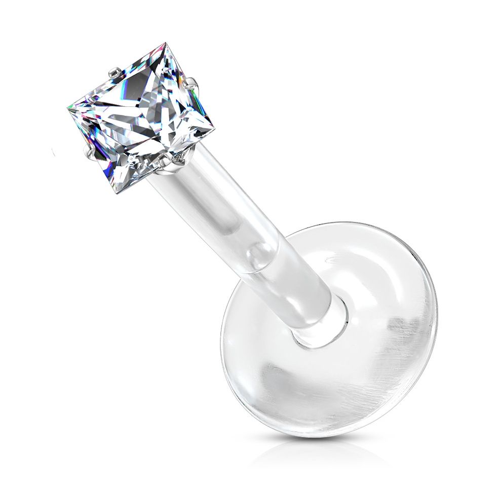 Levně S4U BioFlex piercing do brady, zirkon 2x2 mm (1,2 x 6 mm) - LB0029C-120602