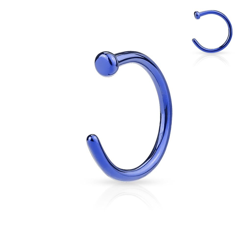 Levně S4U Piercing do nosu - kruh modrý (0,8 x 10 mm) - N01120-0810B