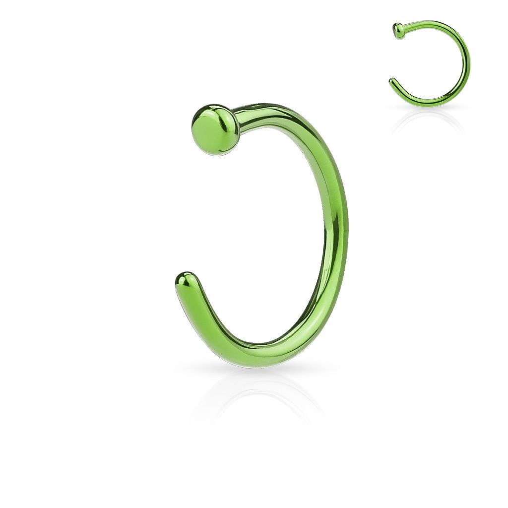 Levně S4U Piercing do nosu - kruh zelený (0,6 x 8 mm) - N01120-0608G