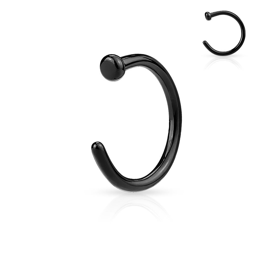 Levně Piercing do nosu - kruh černý (1,0 x 8 mm) - N01120-1008K