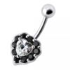 Stříbrný piercing do pupíku - srdce (růžová)