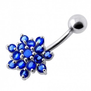 Stříbrný piercing do pupíku - kytička