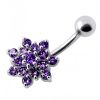 Stříbrný piercing do pupíku - kytička (čirá)