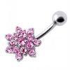 Stříbrný piercing do pupíku - kytička (čirá)