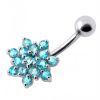 Stříbrný piercing do pupíku - kytička (čirá)
