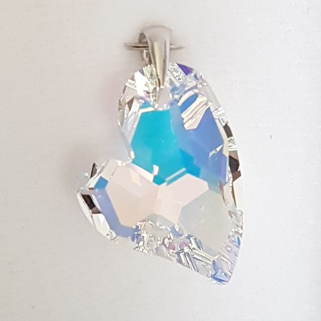 Stříbrný přívěsek srdce z dílny Crystals from Swarovski, Crystal AB