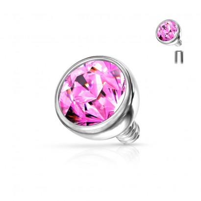 Náhradní kulička s kamínkem k labretě, průměr 3 mm (růžová)