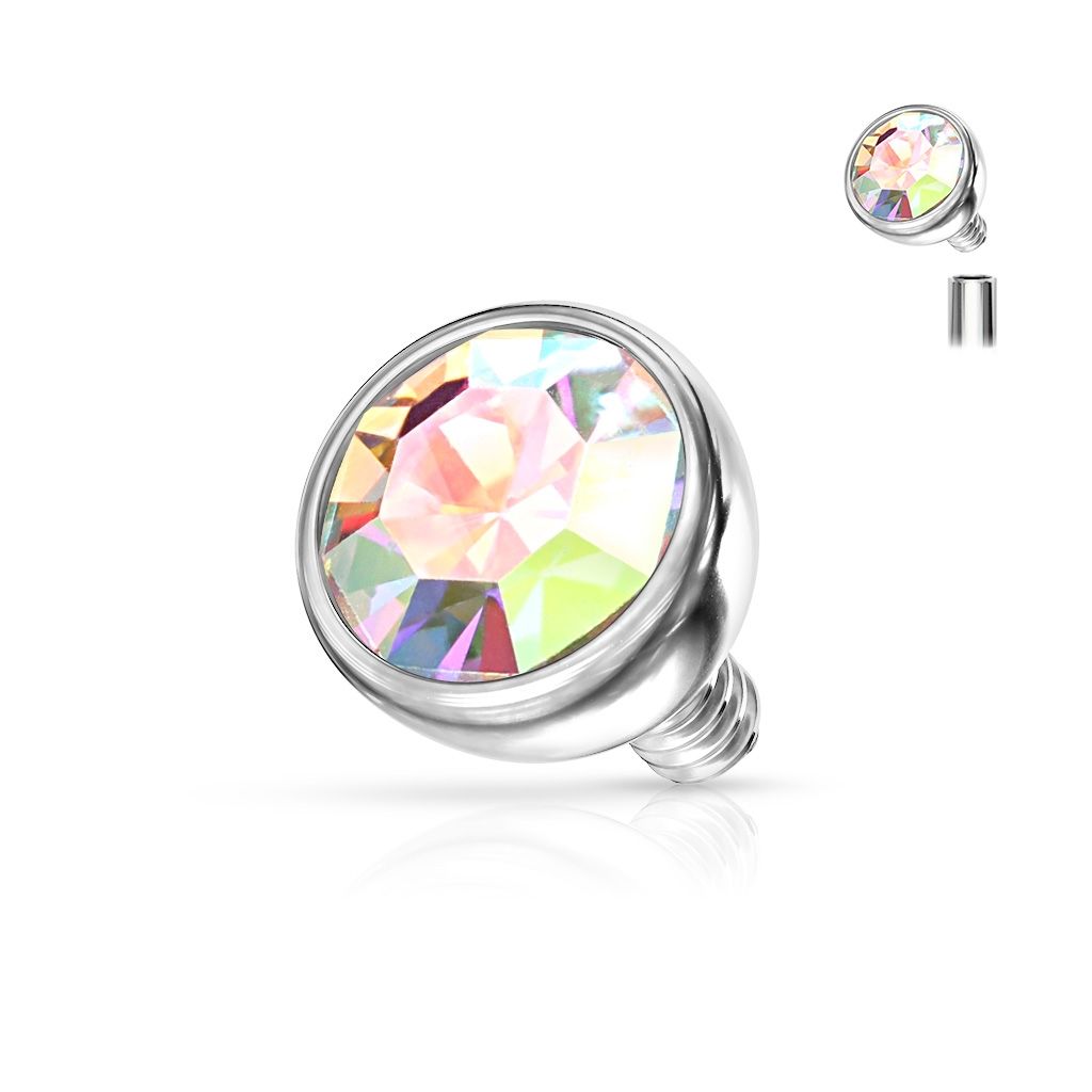 S4U Náhradní kulička s kamínkem k labretě, průměr 4 mm (duhová) - ND011-04AB