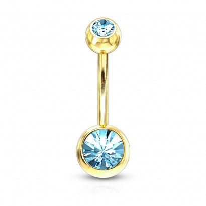 Pozlacený piercing do pupíku - banánek (tyrkysová)
