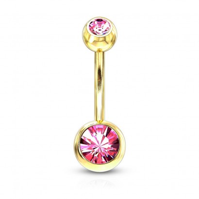 Pozlacený piercing do pupíku - banánek (růžová)