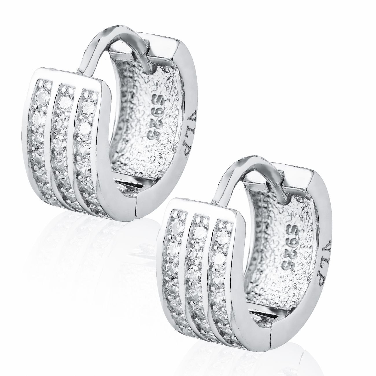 NUBIS Stříbrné náušnice kroužky se zirkony - NB-3303