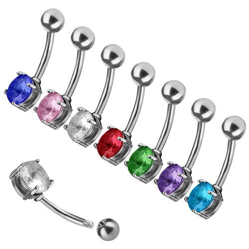 Piercing do pupíku, kámen 7 mm (tmavě modrá) - WP01262-07-TZ