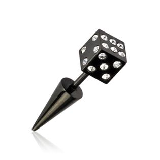 Levně Falešný piercing do ucha - kostka se zirkony - FP01003