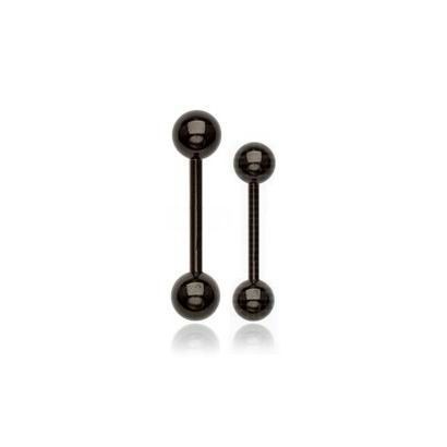 Černý piercing - činka (1,6 x 10 mm, 4 mm kuličky)