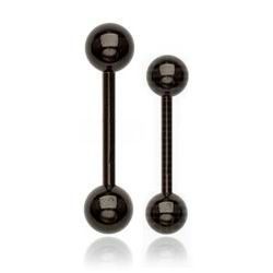 Levně Černý piercing - činka (1,2 x 10 mm, 4 mm kuličky) - PJ01055-12104