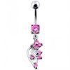 Stříbrný piercing do pupíku (růžová)