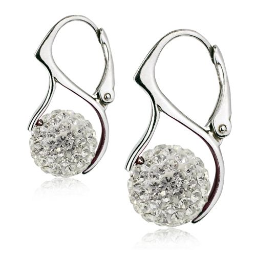 Levně Stříbrné náušnice kuličky s krystaly Crystals from Swarovski, Crystal