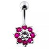 Stříbrný piercing do pupíku - kytička (čirá)