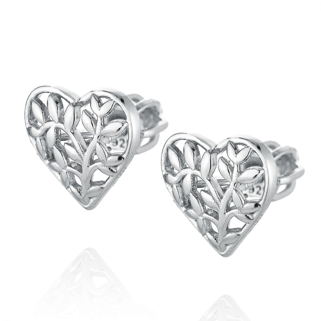 NUBIS Stříbrné šroubovací náušnice srdíčka - NB-3317