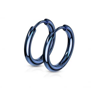 Modré ocelové náušnice - kruhy 15 mm