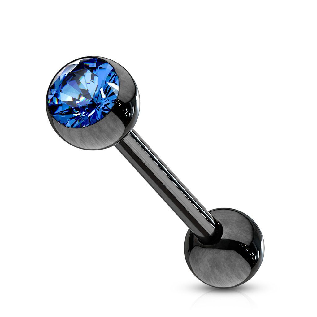 Levně Piercing do jazyka černý (tmavě modrá) - PJ01136-B