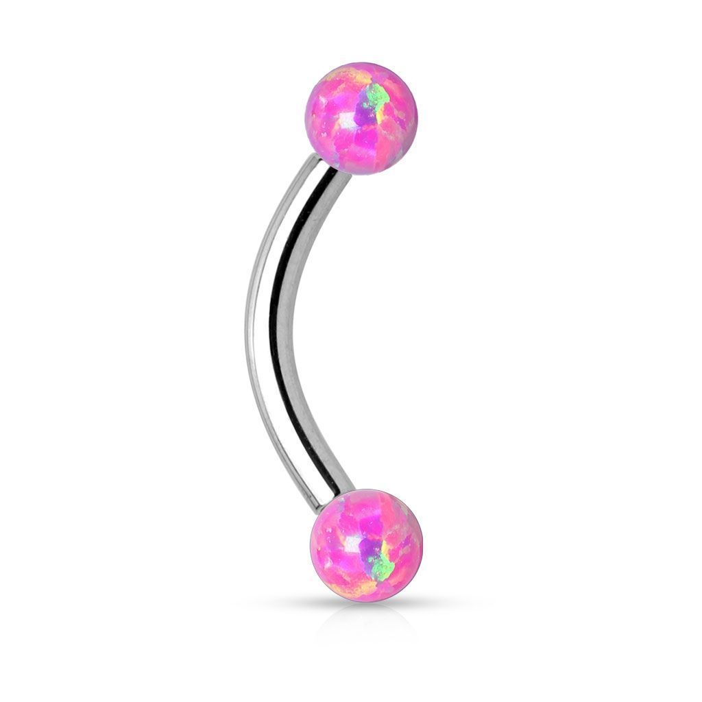 Levně Piercing do obočí opál (růžová)