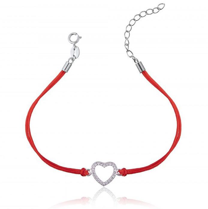 NUBIS Červený náramek se stříbrným srdíčkem - IT0006-R