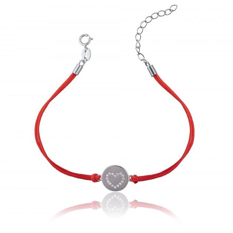 NUBIS Červený náramek se stříbrným přívěskem - IT0012-R