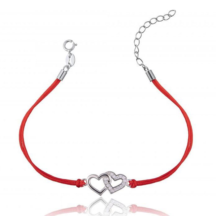NUBIS Červený náramek se stříbrnými propojenými srdíčky - IT0008-R