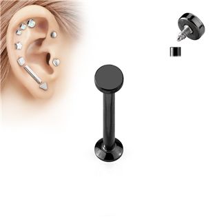 Levně S4U Černý piercing do brady - labreta 1,2 x 6 mm, kolečko 3 mm - LB1029K-12063