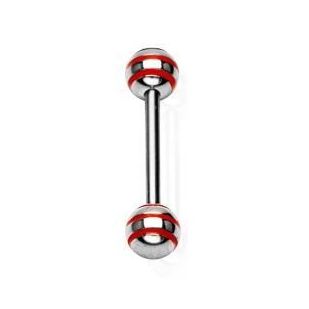 Piercing do jazyka - červené pruhy