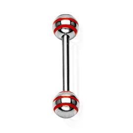 Levně Piercing do jazyka - červené pruhy